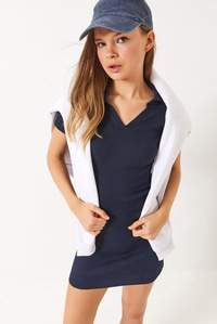 Kaşkorse Polo Yaka Mini Basic Elbise 60284008 - Lacivert