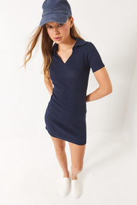 Kaşkorse Polo Yaka Mini Basic Elbise 60284008 - Lacivert