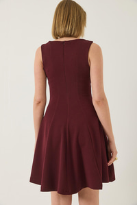 Kayık Yaka Godeli Mini Elbise 5203 60281026 - Bordo