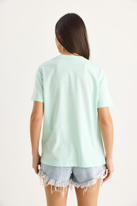 Kelebek Aksesuarlı Taş İşlemeli Kısa Kollu T-Shirt 60602036 - Mint Yeşili