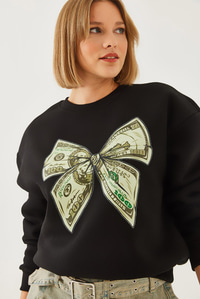 Kelebek Baskılı Sweatshirt MBHS018 60601018 - Siyah