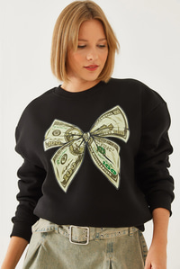 Kelebek Baskılı Sweatshirt MBHS018 60601018 - Siyah