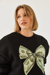 Kelebek Baskılı Sweatshirt MBHS018 60601018 - Siyah