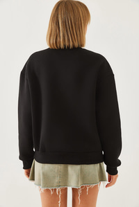 Kelebek Baskılı Sweatshirt MBHS018 60601018 - Siyah