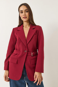 Kemer Detaylı Astarlı Blazer Ceket 8132 60283134 - Bordo