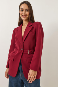 Kemer Detaylı Astarlı Blazer Ceket 8132 60283134 - Bordo