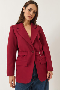 Kemer Detaylı Astarlı Blazer Ceket 8132 60283134 - Bordo
