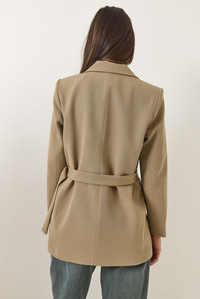 Kemer Detaylı Astarlı Blazer Ceket 8132 60283134 - Vizon