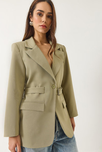 Kemer Detaylı Astarlı Blazer Ceket 8132 60283134 - Mint Yeşili