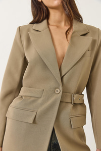 Kemer Detaylı Astarlı Blazer Ceket 8132 60283134 - Vizon