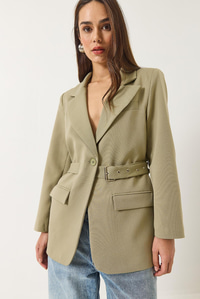Kemer Detaylı Astarlı Blazer Ceket 8132 60283134 - Mint Yeşili