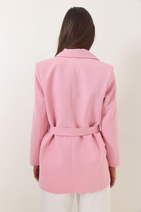 Kemer Detaylı Astarlı Blazer Ceket 8132 60283134 - Pudra