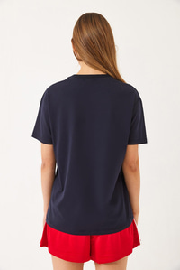 Kısa Kollu Kiraz Aksesuarlı T-Shirt 60602016 - Lacivert