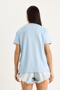 Kısa Kollu Kiraz Aksesuarlı T-Shirt 60602016 - Bebe Mavisi