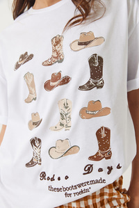 Kısa Kollu Kovboy Baskılı T-Shirt 60602012 - Beyaz