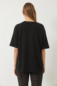 Kısa Kollu Kovboy Baskılı T-Shirt 60602012 - Siyah