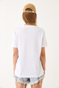 Kısa Kollu Renkli Kalp Baskılı Basic T-Shirt 60602017 - Beyaz
