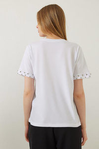 Kolları Taş İşlemeli Tshirt 60602002 - Beyaz