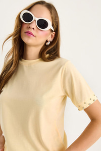 Kolları Taş İşlemeli Tshirt 60602002 - Tereyağ T-SHİRT modelleri
