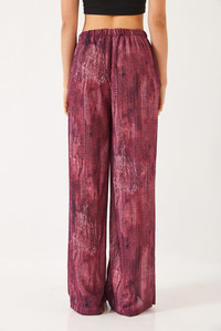 Kontrast Geçişli Cep Detaylı Wide Leg Pantolon 60440-2 60271056 - Bordo