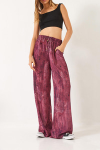 Kontrast Geçişli Cep Detaylı Wide Leg Pantolon 60440-2 60271056 - Bordo
