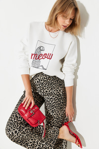 Leopar Baskılı Sweatshirt 60251805 - Beyaz SWEATSHİRT modelleri