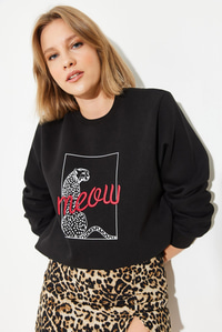 Leopar Baskılı Sweatshirt 60251805 - Siyah SWEATSHİRT modelleri