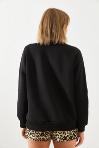 Leopar Baskılı Sweatshirt 60251805 - Siyah SWEATSHİRT modelleri