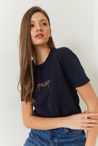Leopar Baskılı Tshirt 60602006 - Lacivert