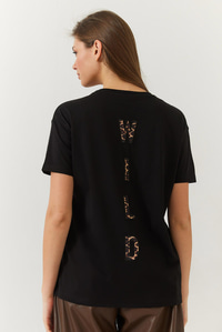 Leopar Baskılı Tshirt 60602006 - Siyah