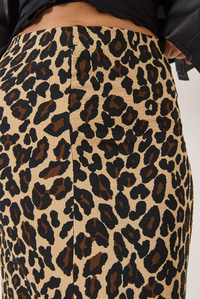 Leopar Desenli Beli Lastikli Uzun Kalem Etek 0258 60283170 - Leopar
