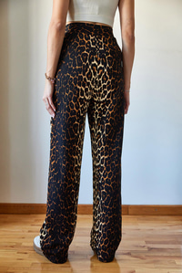 Leopar Desenli Cep Detaylı Cırtlı Palazzo Pantolon 3826 60361007 - Siyah-Camel