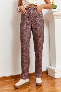 Leopar Desenli Denim Pantolon MBMS033 60501033 - Kahverengi