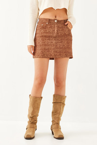 Leopar Desenli Mini Etek MBMS038 60501038 - Kahverengi