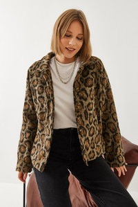 Leopar Desenli Mont 38143 60351154 - Siyah-Camel