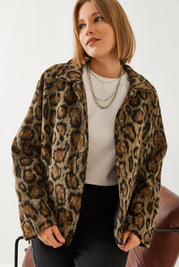 Leopar Desenli Mont 38143 60351154 - Siyah-Camel