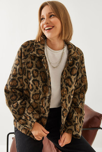 Leopar Desenli Mont 38143 60351154 - Siyah-Camel