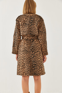 Leopar Desenli Trençkot 2490 60351110 - Siyah-Camel