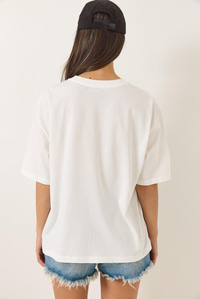Limon Baskılı Beyaz Pamuk Penye Oversize T-Shirt 251047 60283126 - Beyaz
