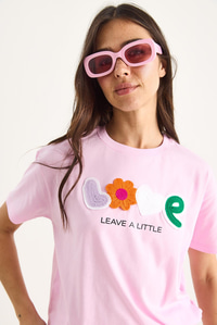 Love Aksesuarlı Normal Kalıp Pamuklu T-Shirt 60602070 - Şeker Pembe
