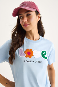 Love Aksesuarlı Normal Kalıp Pamuklu T-Shirt 60602070 - Bebe Mavisi