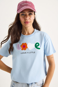 Love Aksesuarlı Normal Kalıp Pamuklu T-Shirt 60602070 - Bebe Mavisi