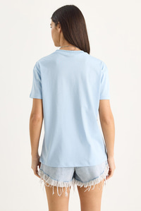 Love Aksesuarlı Normal Kalıp Pamuklu T-Shirt 60602070 - Bebe Mavisi