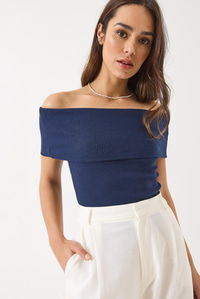 Madonna Yaka Fitilli Basic Bluz 60284012 - Lacivert