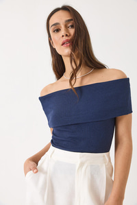 Madonna Yaka Fitilli Basic Bluz 60284012 - Lacivert
