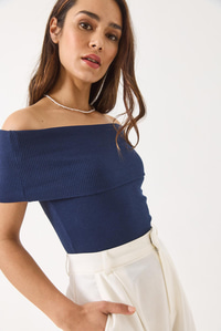 Madonna Yaka Fitilli Basic Bluz 60284012 - Lacivert