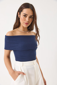 Madonna Yaka Fitilli Basic Bluz 60284012 - Lacivert