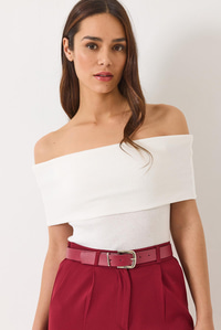 Madonna Yaka Fitilli Basic Bluz 60284012 - Beyaz