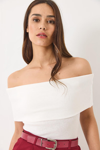 Madonna Yaka Fitilli Basic Bluz 60284012 - Beyaz