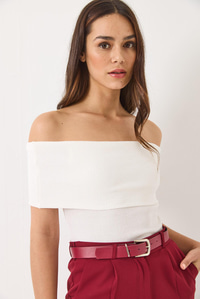 Madonna Yaka Fitilli Basic Bluz 60284012 - Beyaz